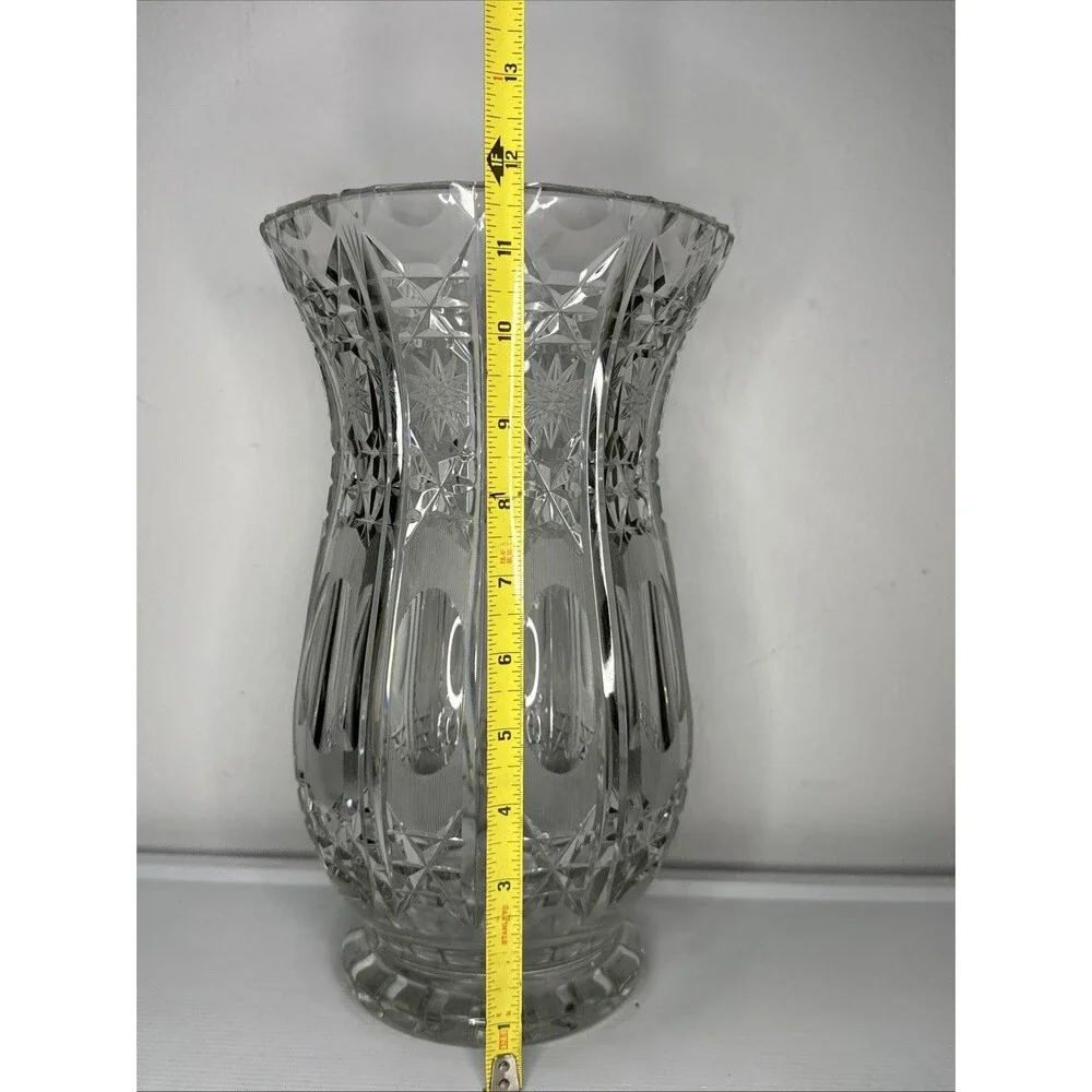 LAUSITZER BLEIKRISTALL CLEAR CUT LEAD CRYSTAL LEAD FOOTED VASE